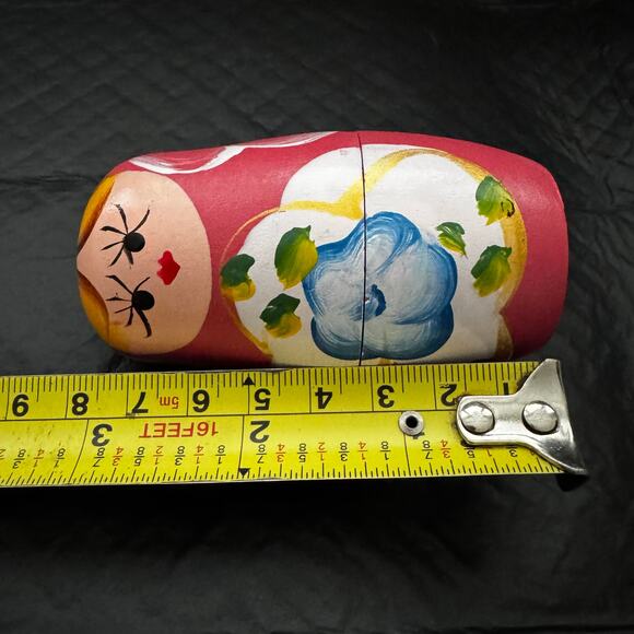 VTG Hand-painted Matryoshka Russian Wood Nesting Dolls Set of 5 - Picture 7 of 15
